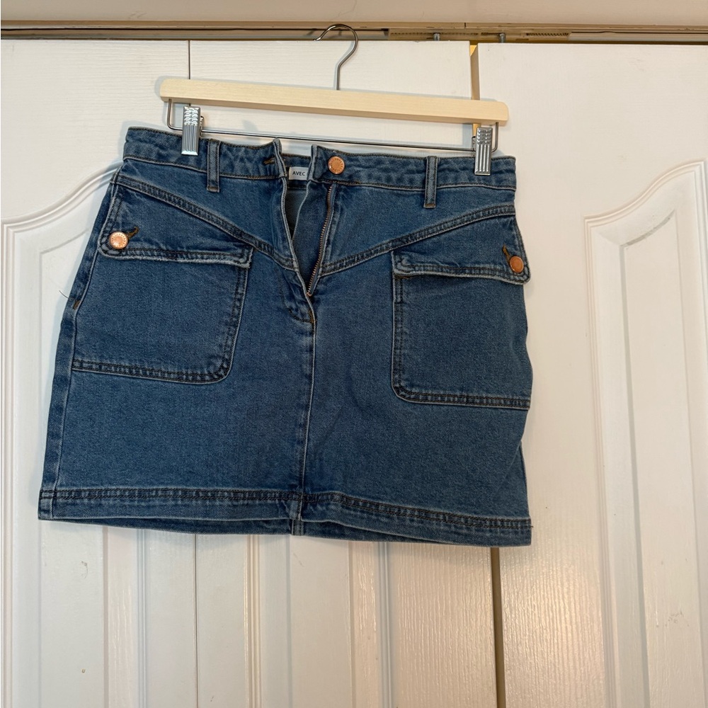 Avec Les Filles Denim Cargo Mini Skirt